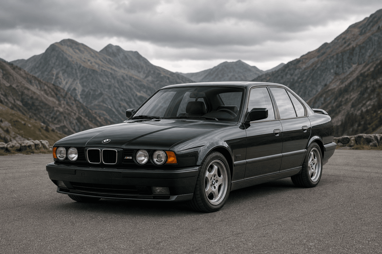 BMW M5 E34 3.8 en una imagen generada para MotorAtlas Stage Lab