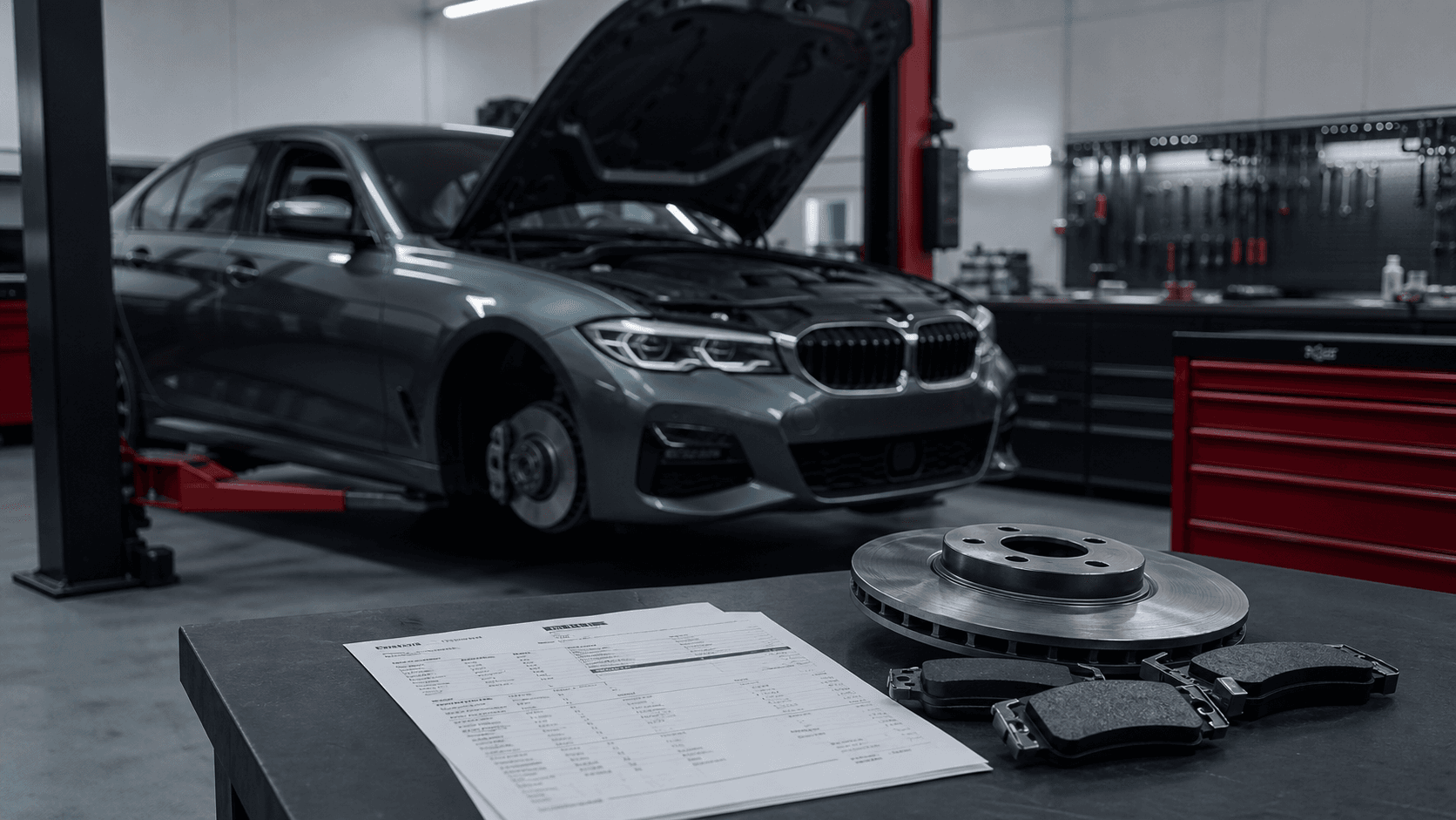 Berlina BMW usada en una escena editorial
