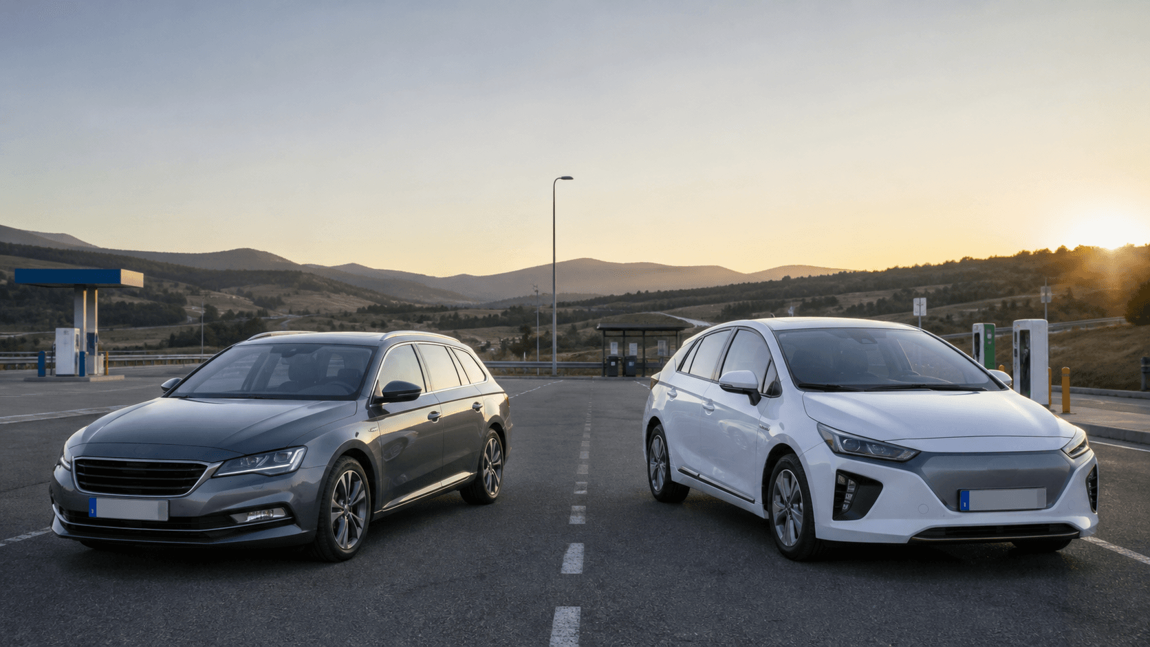 Hyundai Ioniq Hybrid azul como alternativa a diesel moderno