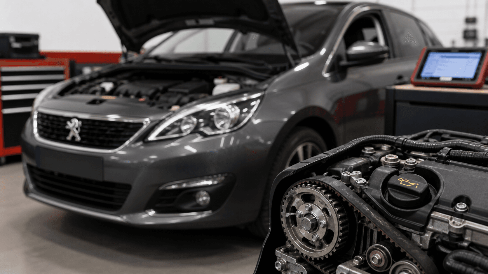 Peugeot 308 II rojo con motor 1.2 PureTech