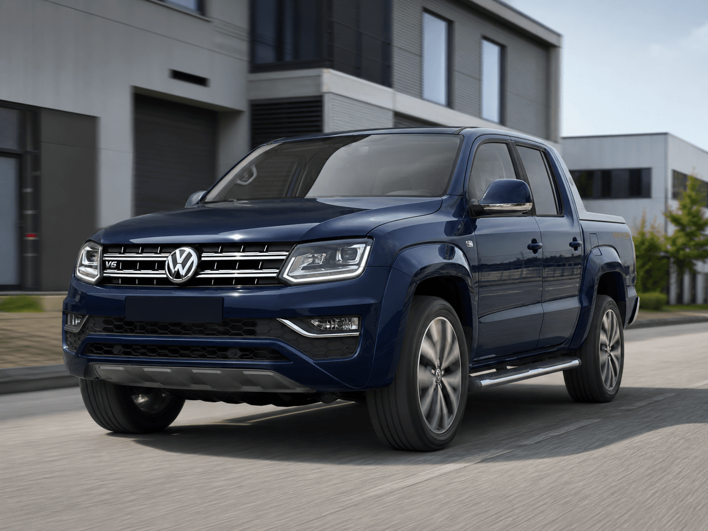 Volkswagen Amarok V6 3.0 TDI doble cabina azul en carretera