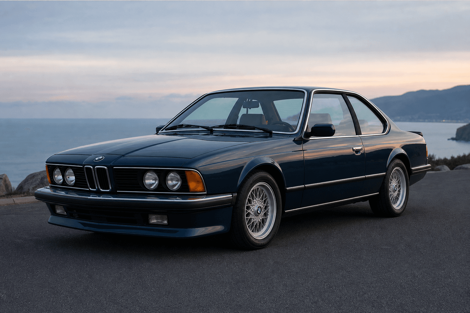 BMW M635CSi E24 en una imagen generada para MotorAtlas Stage Lab