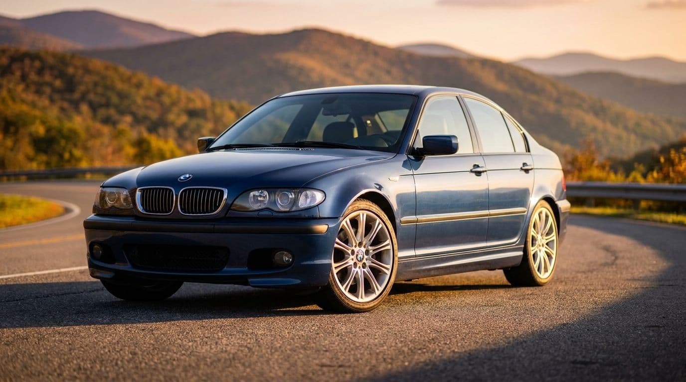 BMW Serie 3 E46 plata gasolina en entrada de parking